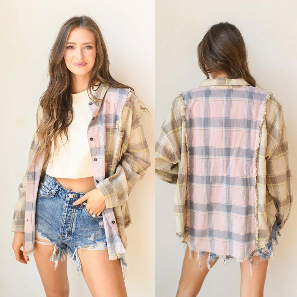 NEW Blue B Mix It Up Plaid Top